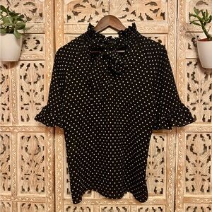 Sezane Black and White Polka Dot Blouse